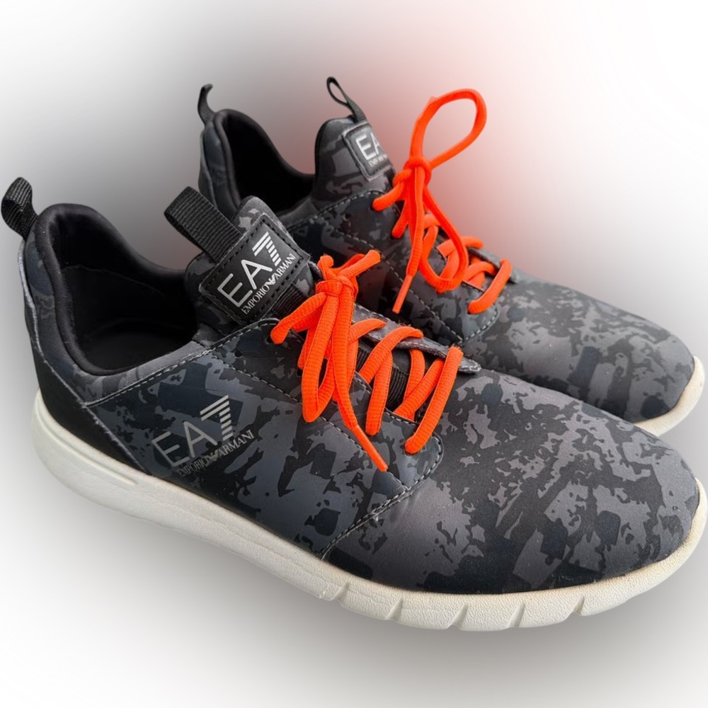 Emporio Armani EA7 Gray Camouflage Athletic Shoes